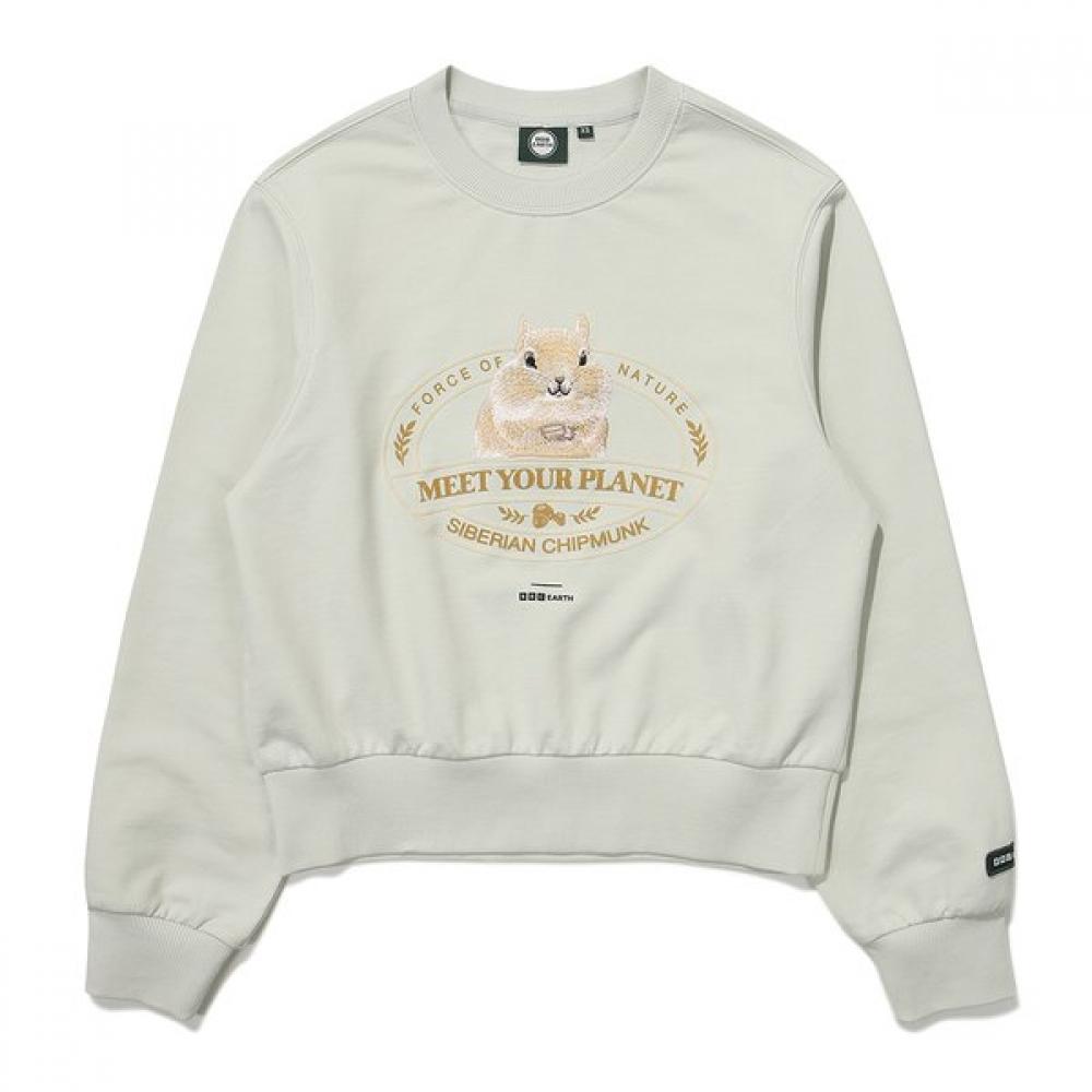 Animal Embroidery Point Sweatshirt Light Mint 100