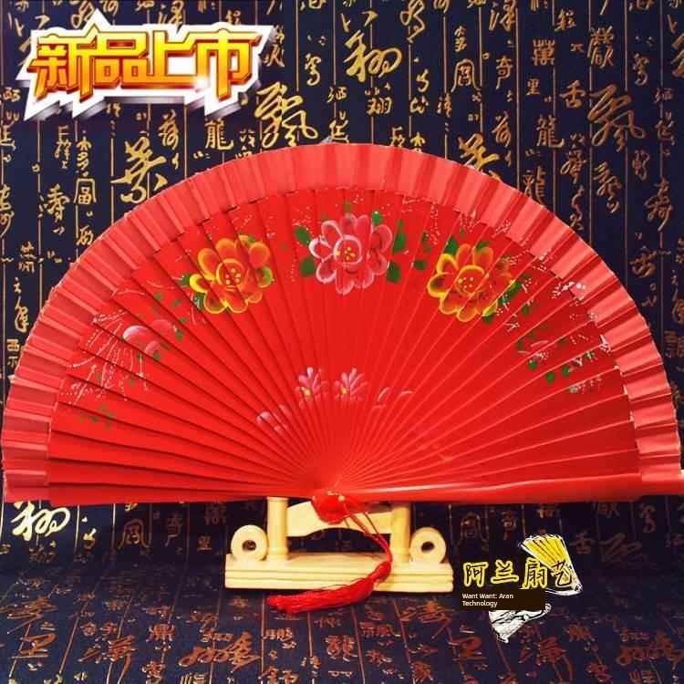 Double-Sided Easy-Open Folding Fan, Group Performance Fan, Retro Fan for Show, Dancing, Bright Red Model Dance Fan, Chinese Style