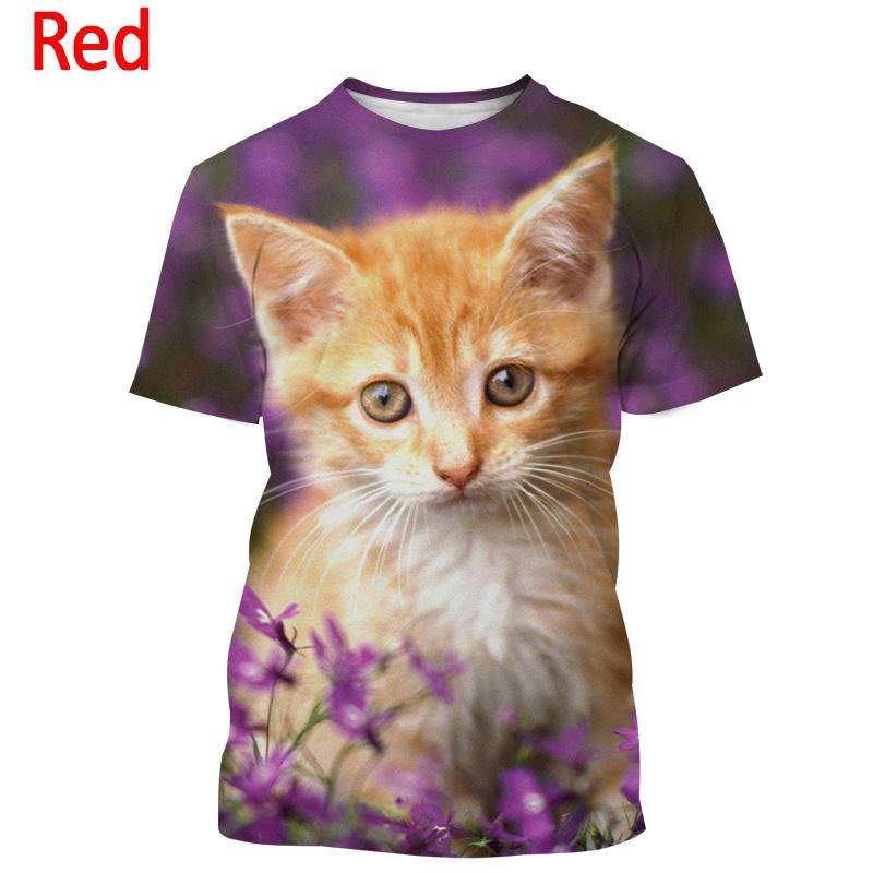 Men And Women Street Art Cool Short-Sleeved All-Match Tops Cat Latest 3D Printing T-shirt Fashion Casual Cute Harajuku Style