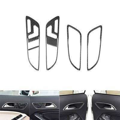 5Pcs Carbon Fiber Interior Door Handle Cover Trim For Mercedes Benz CLA GLA