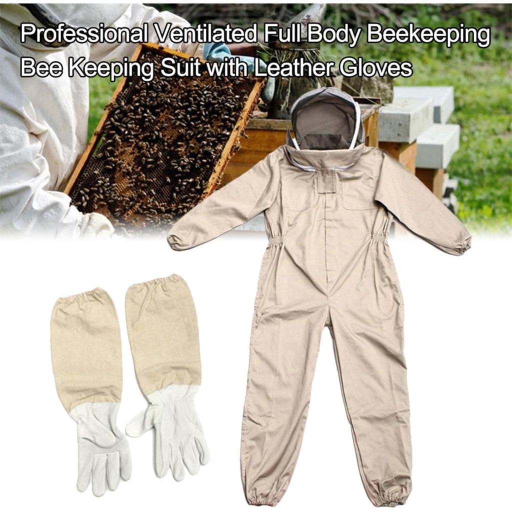 Leling Beekeeper Combination, Professional Beekeeping Costume with Protective Gloves & Veil, Beekeeper Combination for Whole Body, Anti Wasps