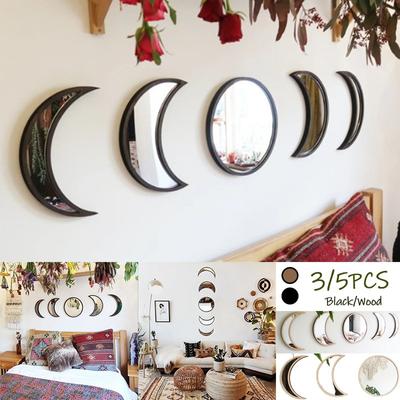 Miroirs en acrylique à phases de lune, miroir décoratif vivant, miroir mural suspendu, décoration naturelle scandinave pour la maison, pour la chambre à coucher, le salon