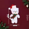 Cute Christmas Bear Plush with Blush, Scarf, Jumpsuit & Keychain Pendant - Adorable Stuffed Toy Gift
