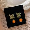Glass Persimmon Retro Earrings, Stunning Girl Orange Earrings, Versatile And Elegant Chinese Style Earrings