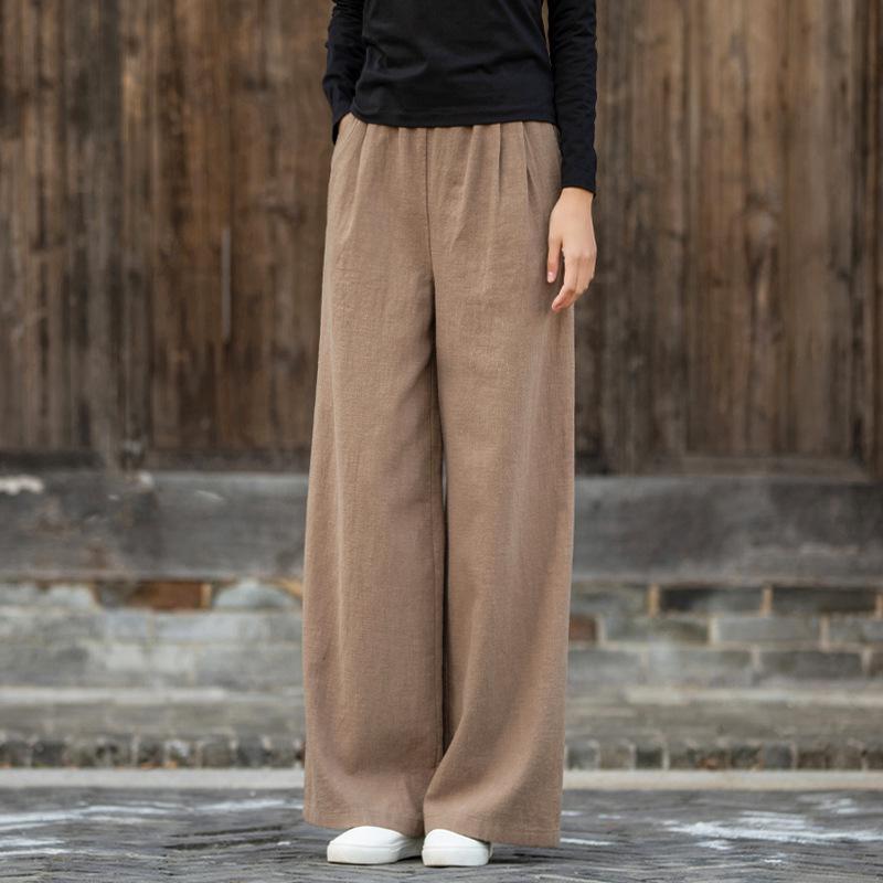 

2026 Women s Cotton Linen Wide-Leg Spring Pants - Artistic, Versatile, Casual Long Trousers One Size