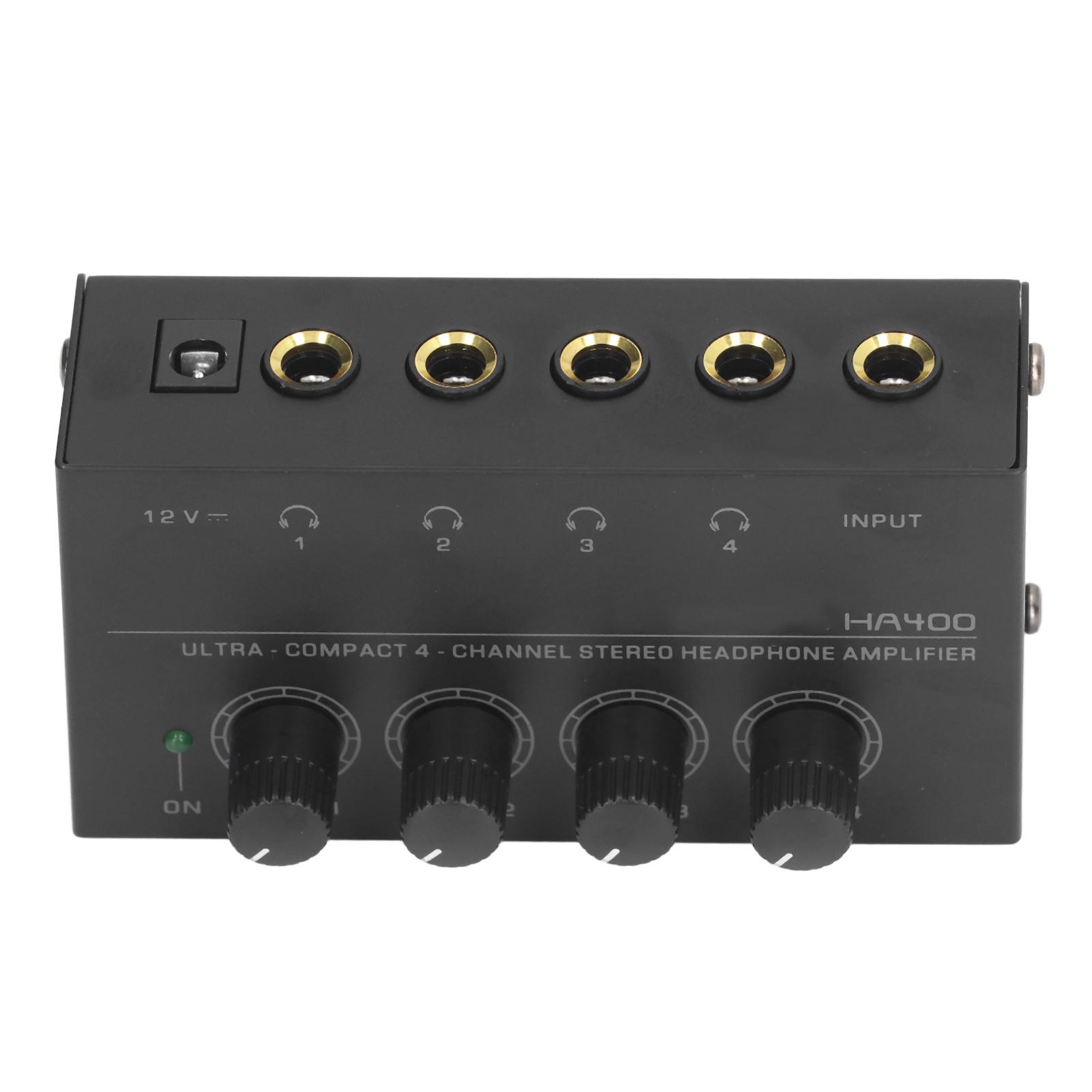 

HA400 Ultra Compact 4 Channel Stereo Headphone Amplifier Low Noise Earphone Amplifier 100‑240V UK Plug