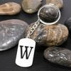 Stainless Steel Alphabet Charm Keychain - Smooth Surface, Retro Style Gift Pendant