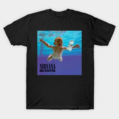 Herren Schwarzes Print-T-Shirt Nirvana | Nevermind No-Cut Thermodruck Baumwoll-T-Shirt