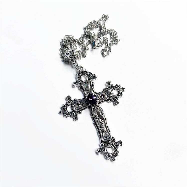 2pcs  Crucifix Pendant Neckchain Gothic Necklace Fashionable Unisex Accessory