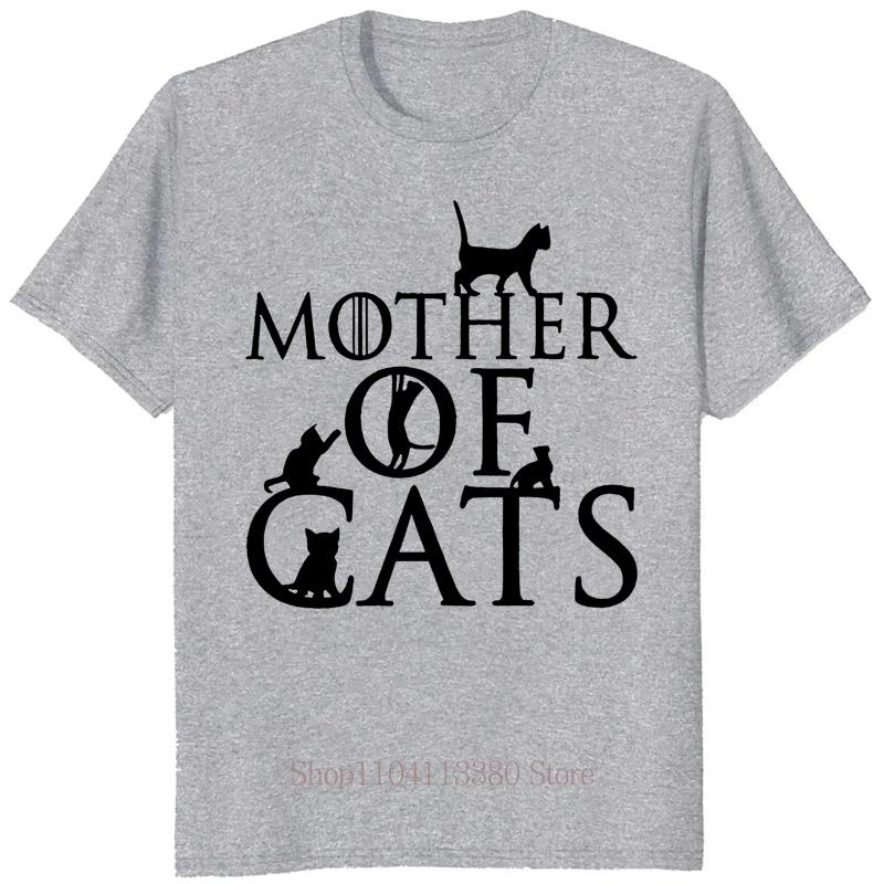 Mother of Cats Print Tshirts Summer Funny Fashion Casual Tops for Women Oversize Comfortable ONeck Short Sleeve Tshirts