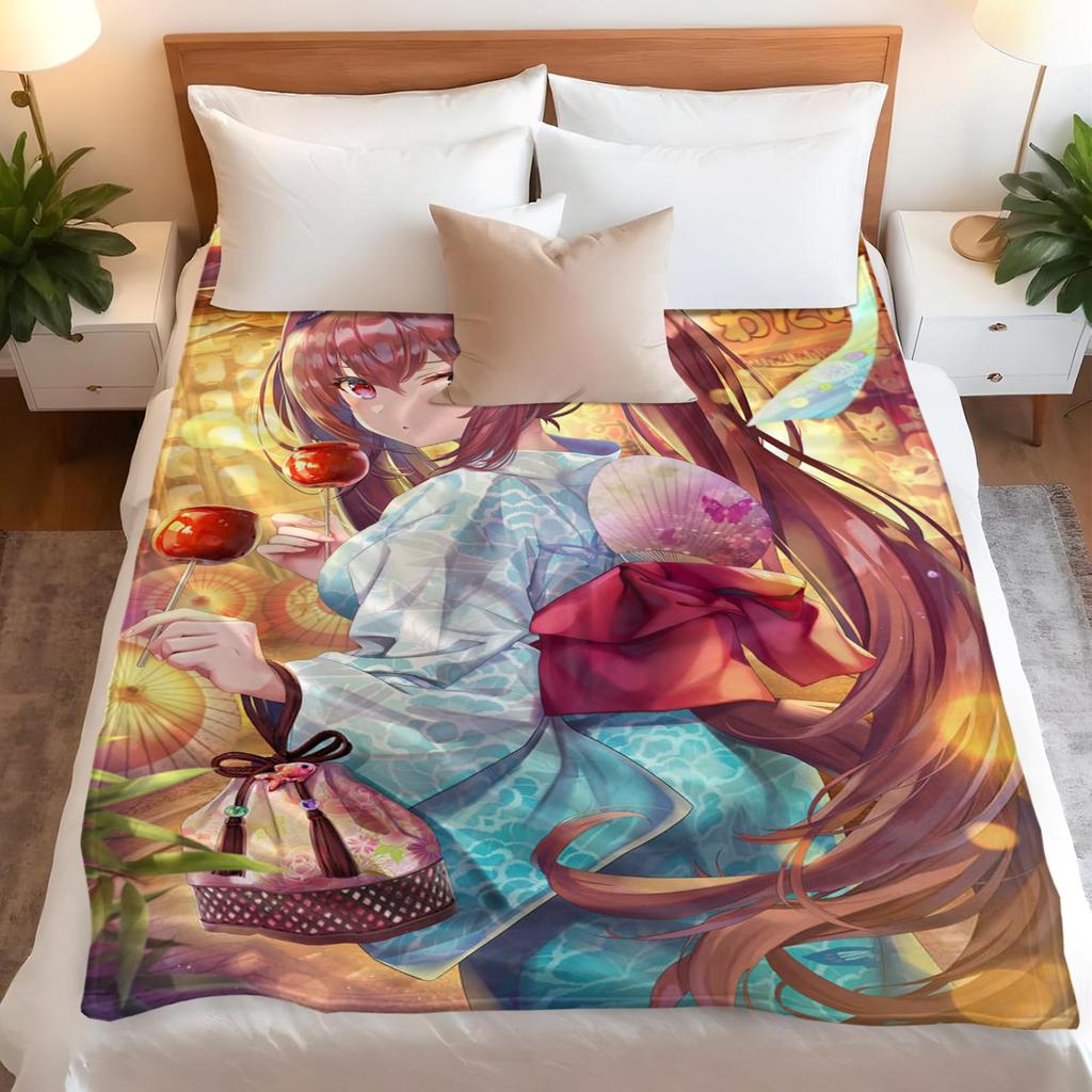 Lightweight Anime Fleece Fashion Blanket - Portable Flannel Throw for Travel, Office, Nap - Soft & Comfortable