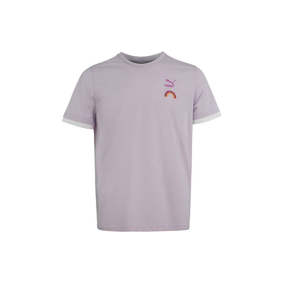 

Puma Solid Color Crew Neck Sports Tee Unisex Tops Grey Purple 537883-17 L