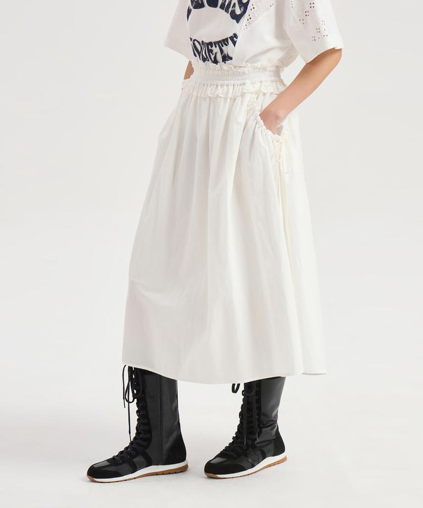 LUCKY CHOUETTE Shirring Banding Long Skirt (White) Lfkam25510Whx
