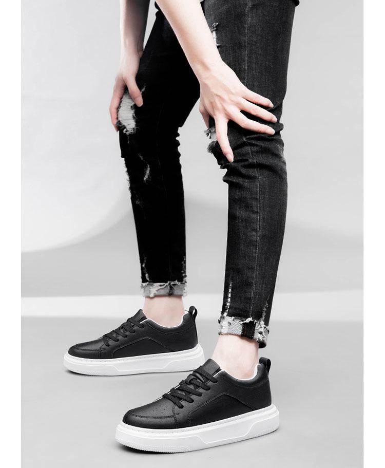 Men's 8CM Height Increasing White Sneakers - Large Size, Thick Sole, Casual Sports Shoes