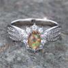 Roter Opal Ovaler Stein Sonnenblumen Ringe Für Frauen Vintage Silber Farbe Weiß Zirkon Eheringe Geburtsstein Geschenke