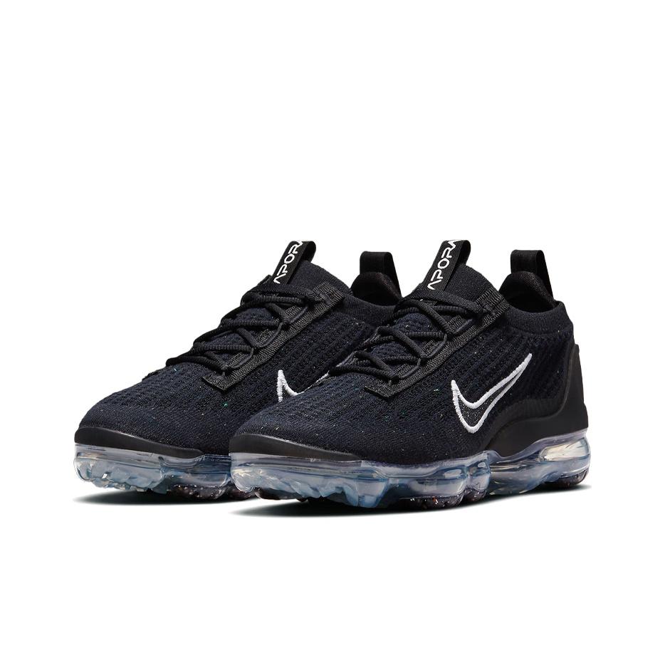 Nike Air VaporMax 2021 Flyknit Schwarz Gesprenkelt Damen Sneaker Metallic-Silber Weiß DC4112-002