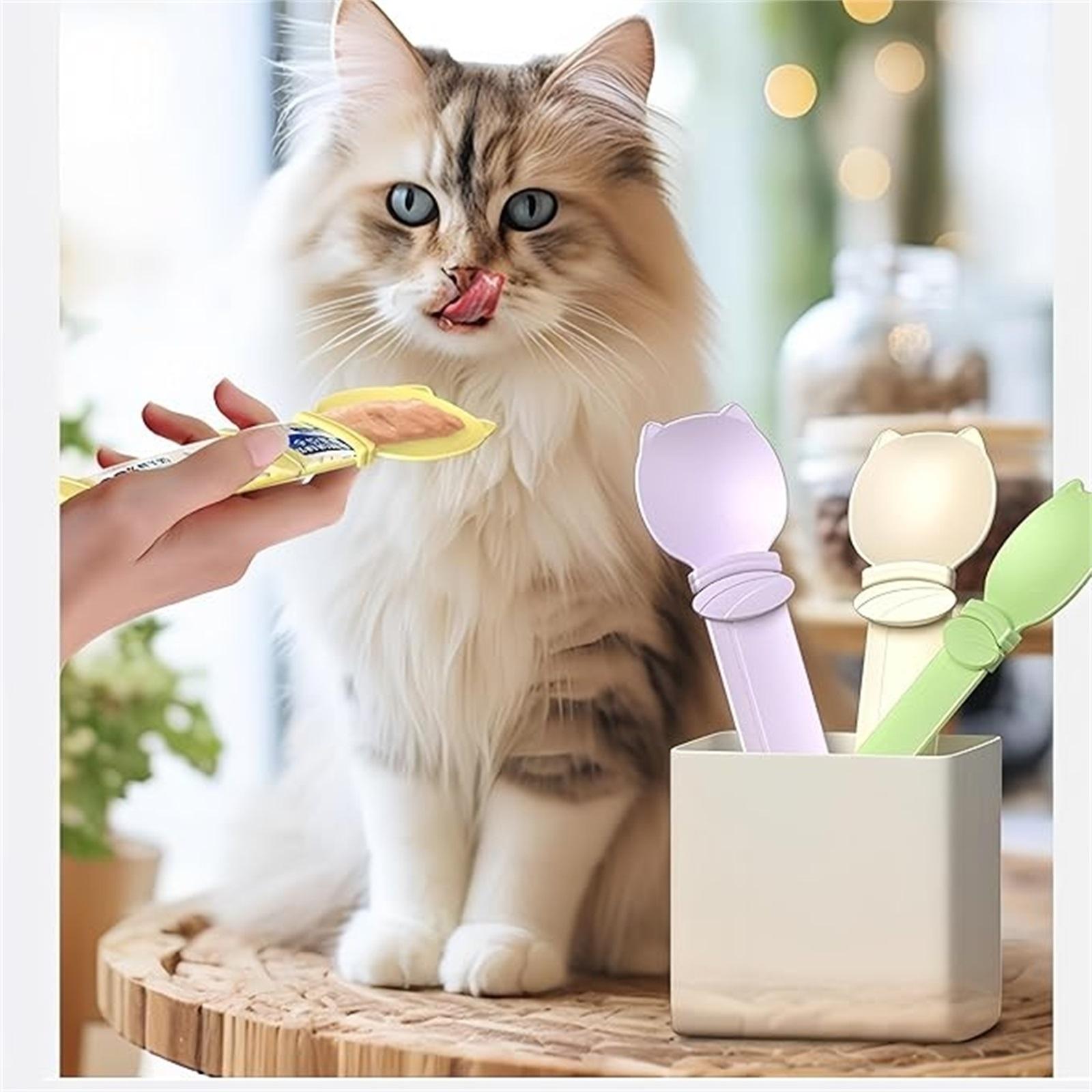 Strip Feeder Spoon - & Lickable Dispenser for Wet Food, Multi-Purpose Pet Food Can Accessory (Assorted Colors) (Beige+) one size розовый