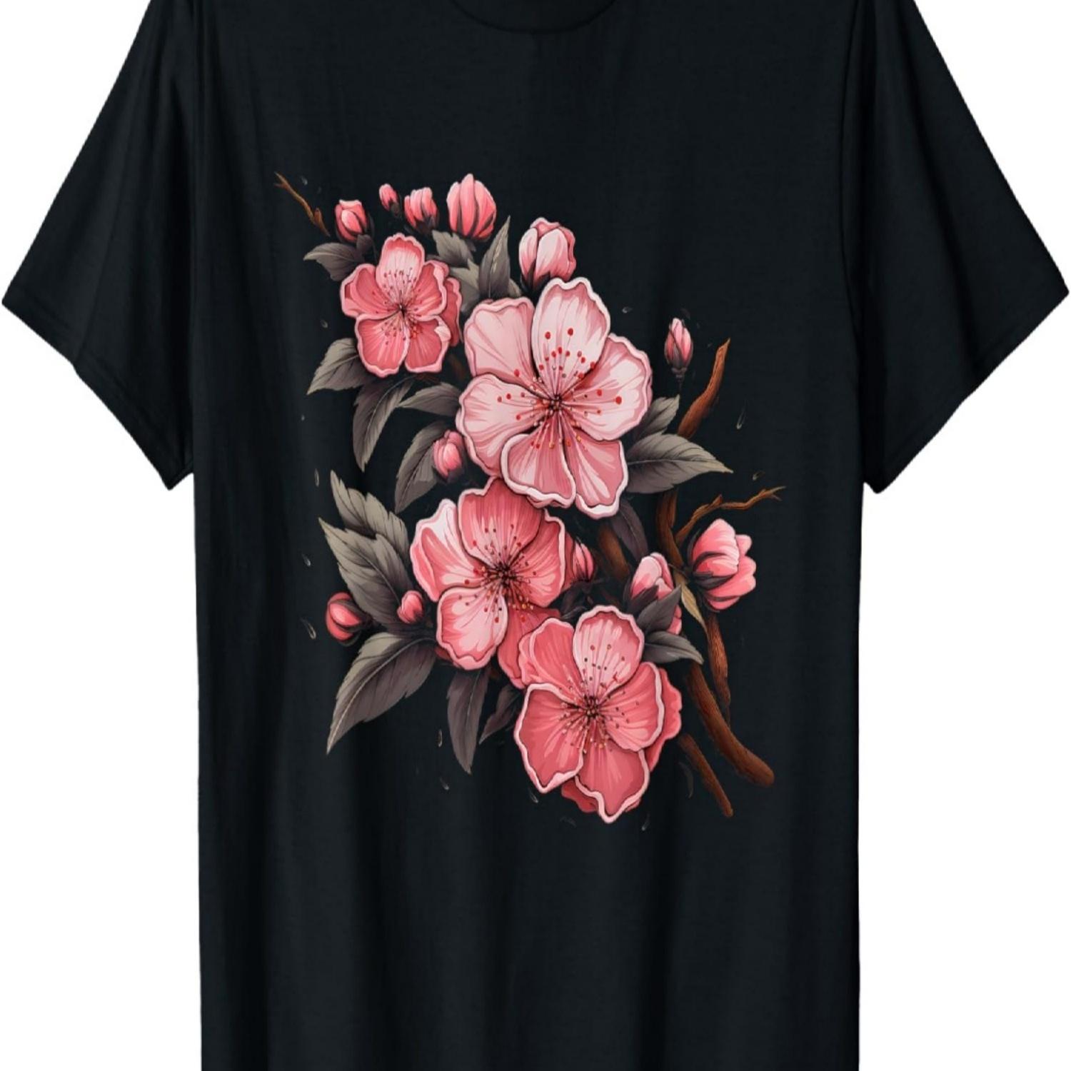 Elegant Sakura Cherry Blossom  Spring Design T-Shirt S чёрный