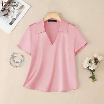 Women Summer V-Neck Casual Short Sleeve Blouse
