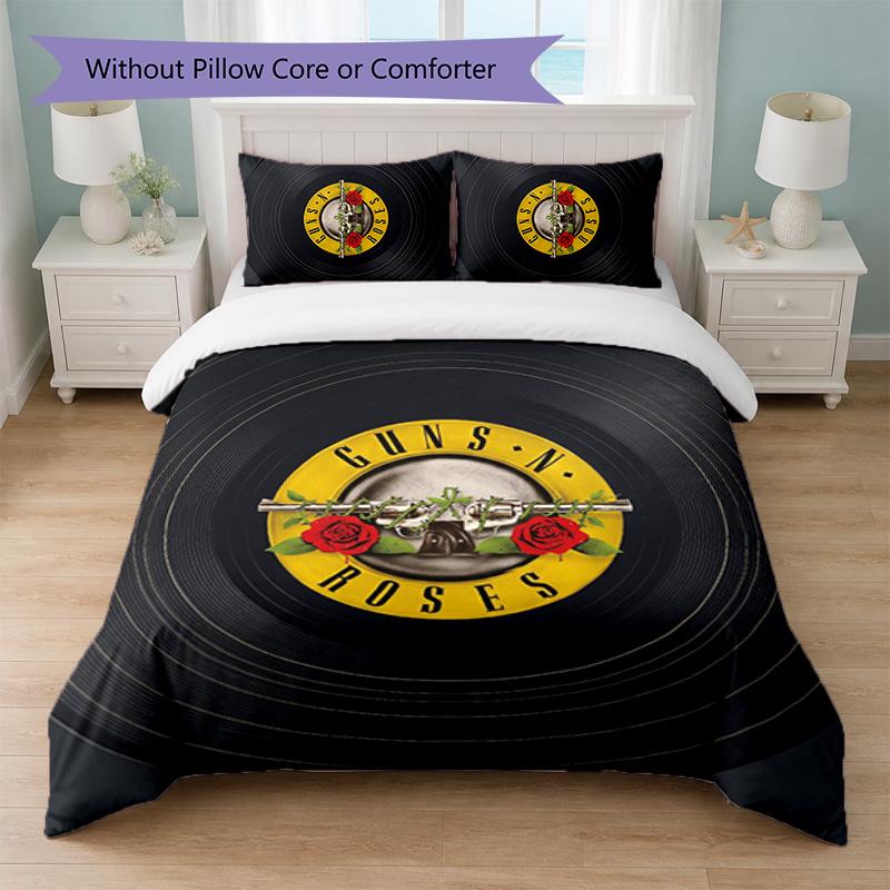 Guns N’ Roses Print 3Pcs Bedding Set Duvet Cover With Two Pillowcases Soft Bed Linen For Household Bedroom