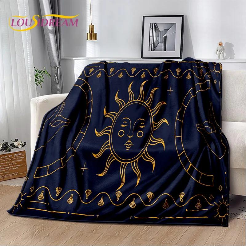 Sun Moon Mandala Magic Witchcraft Tarot Blanket,Soft Throw Blanket for Home Bedroom Bed Sofa Picnic Travel Office Cover Gift Kid