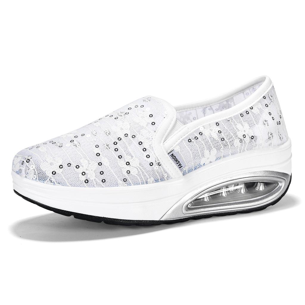 Rocking shoes women's summer new fly-woven mesh breathable casual mother shoes one-pedal platform women's shoes