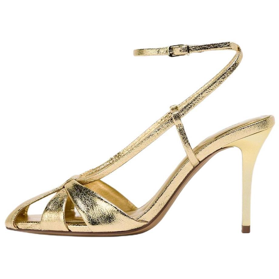 Zara Pu Elegant Metallic Layer Effect Strap High Heels Women High Heels Gold 2339510091