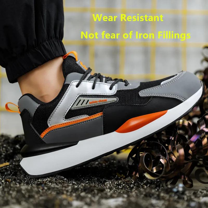 Light Safety Shoes for Men Industiral Anti-slip Work Shoes with Steel Toe Spring Autumn Construction Anti Puncture Work Boots