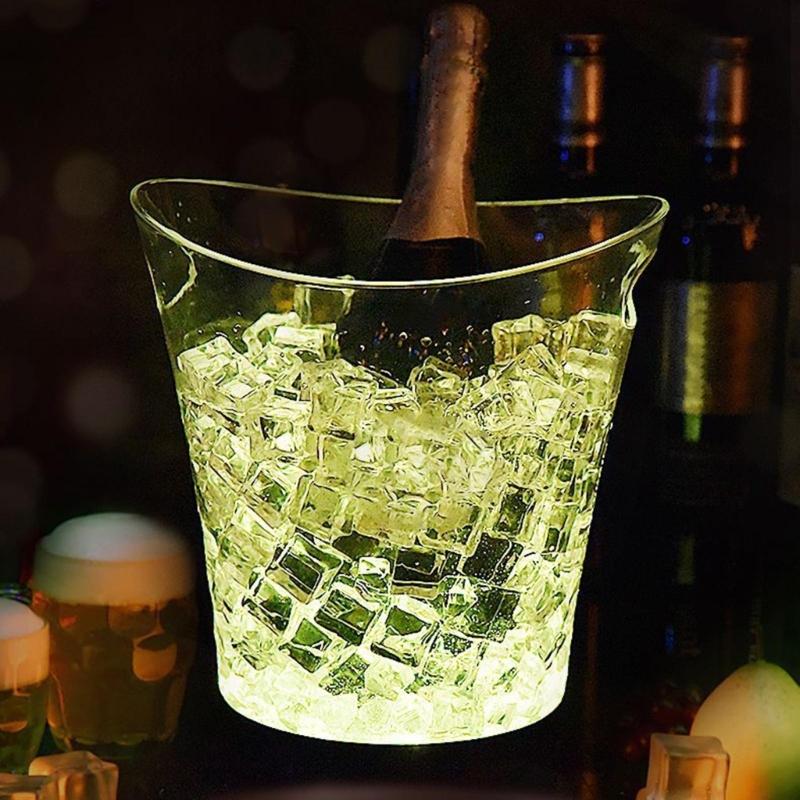 5L LED Ice Buckets with Colorful Light Portable 5L LED Ice Buckets Ice Container Bin for Outdoor BBQs and Festivities