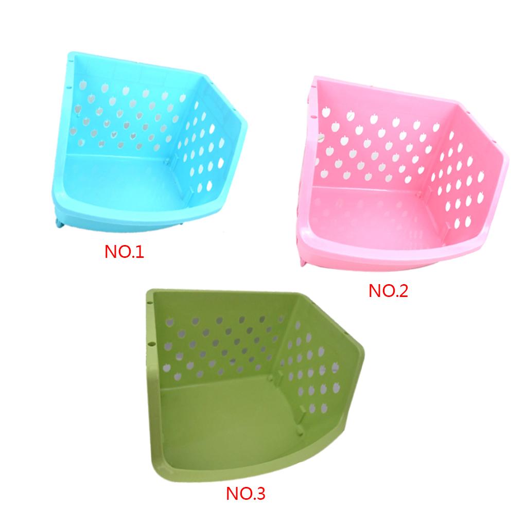 Plastic Corner Shelf Unit Organizer Bathroom Basket Storage Rack Holder