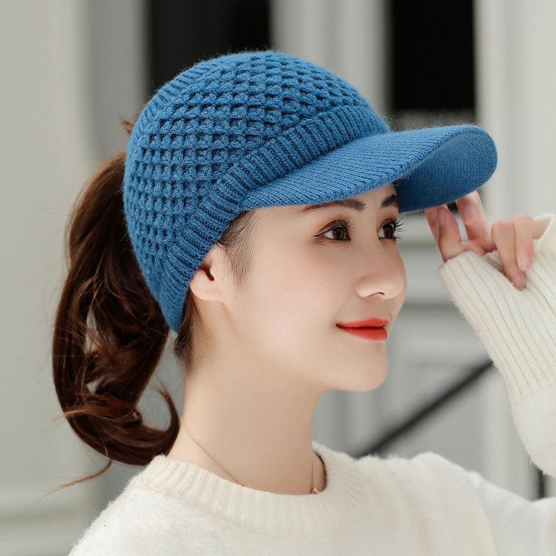 Casquette vide pour femmes Casquette tricotée tendance Casquette extérieure pour femmes Vélo Décontractée Polyvalente Casquette en laine Casquette de baseball pour étudiants