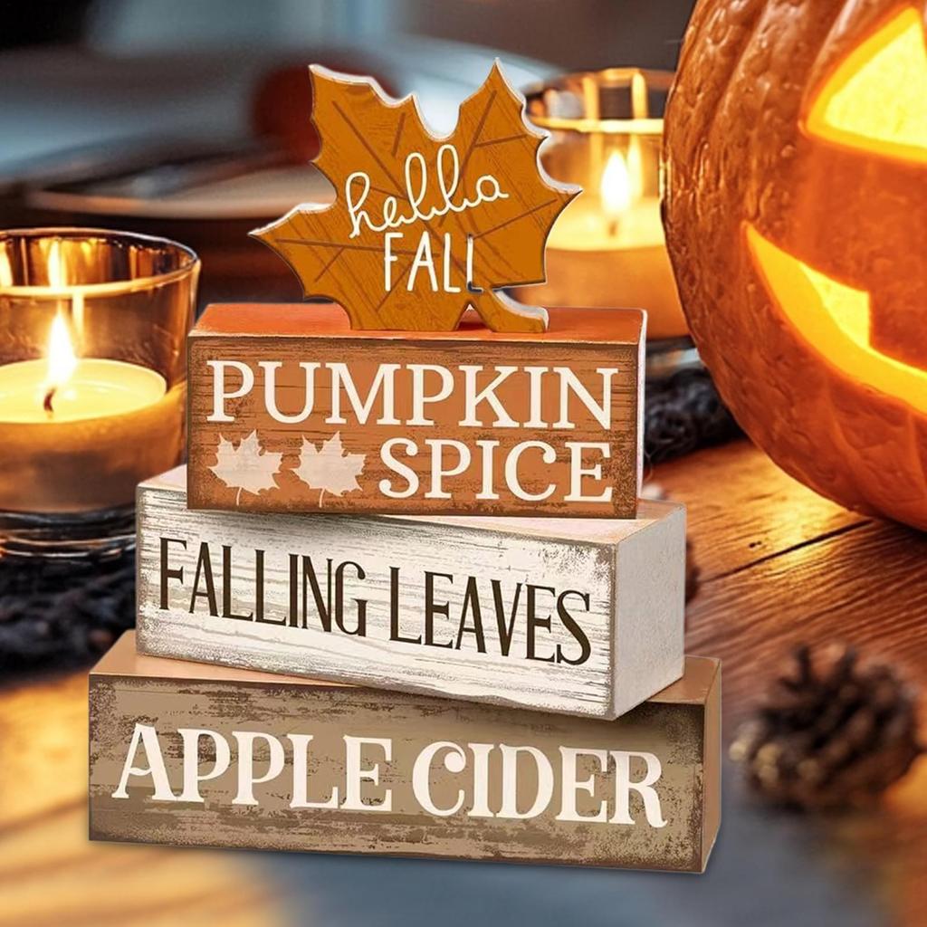 Holz Ahorn Dekoration Herbst mehrstöckiges Tablett Dekor Rustikales Ahorn Holzschild Herbst Ernte Partygeschenke Für Halloween Thanksgiving