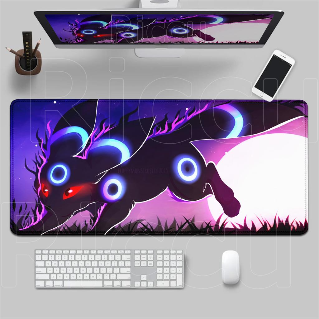 New Mouse Pad Laptop Kawaii Black Moon Umbreon Mousepad XXL PC Ppokemon Gaming Accessories Keyboard Rug Japan Anime HD Desk Mat