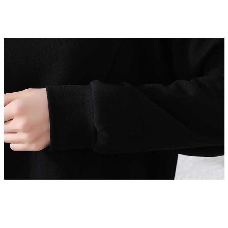 DIMANAF 2025 Autumn Plus Size Women Hoodies Shirts Long Sleeve T-shirt Loose Casual Tops Tees Black