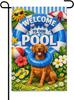 Summer Garden Ag 12x18Inch,Welcome To Our Pool Funny Vizsla Blue White Lifebuoy Beach Outdoor Decor,Animal Oral Patio Ya