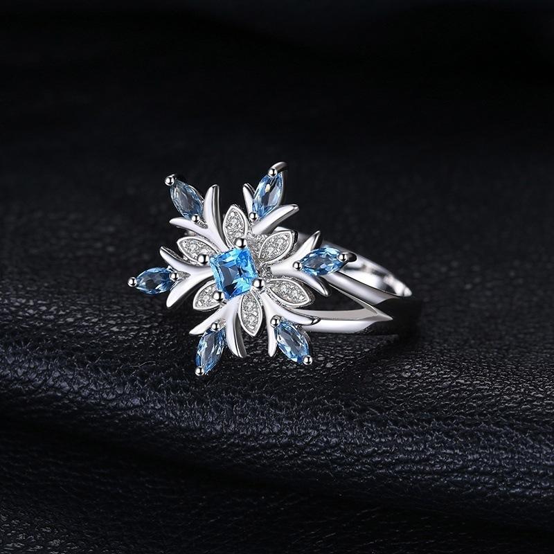 Flower Jewelry, Versatile Zircon Light Blue Ring For Women