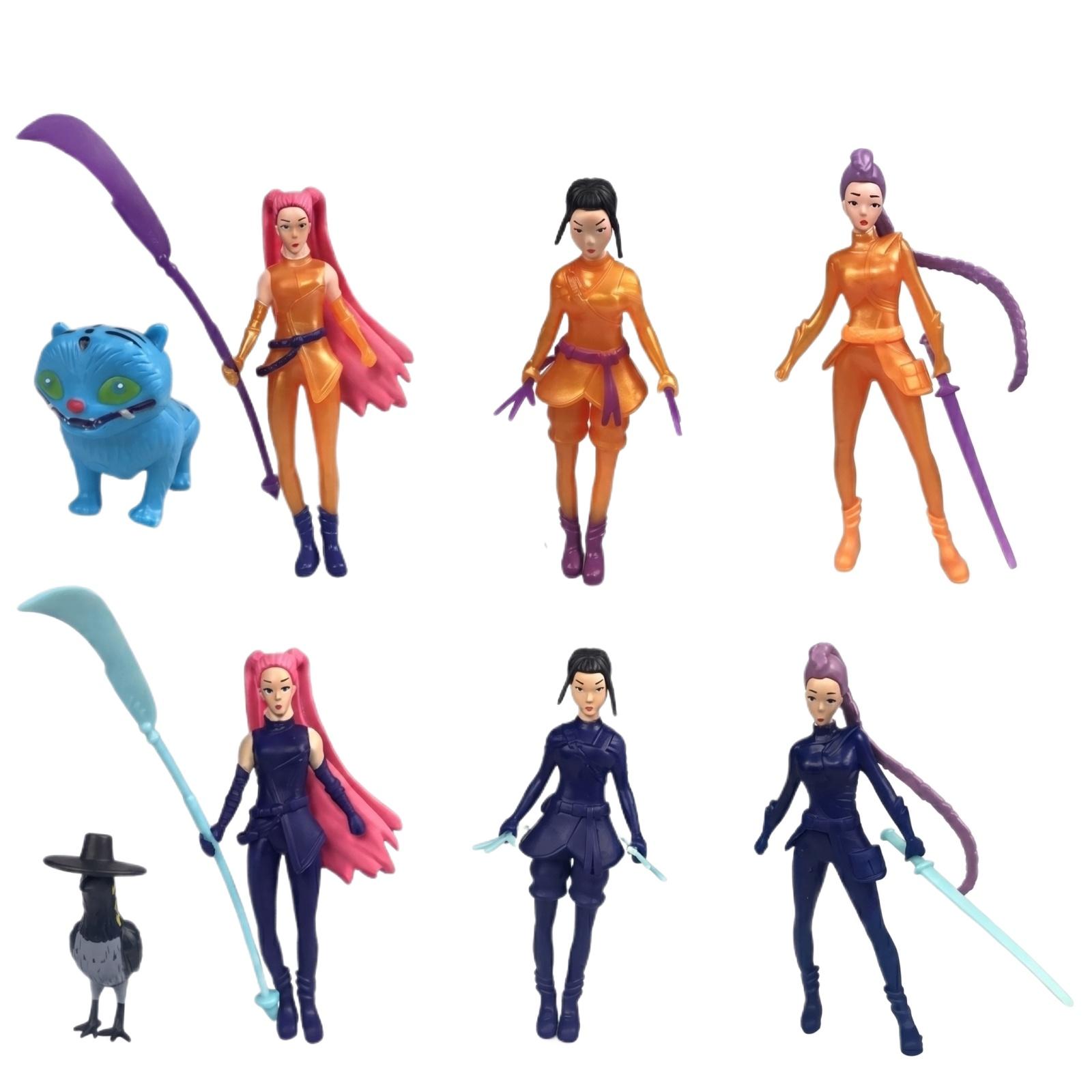 

Set of 8 Detailed Action Figures with Accessories Featuring Female Characters and Companion Creatures from Fantasy Series Collectible Display Toys One Size синий