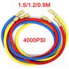4000psi R410A 1,5M/1,2M/0,9M Kältemittel Klimaanlagen Schlauch Passend für R410A 3-Wege AC Ladeschläuche Schlauch 1/4 Zoll Gewinde 5/16 Zoll