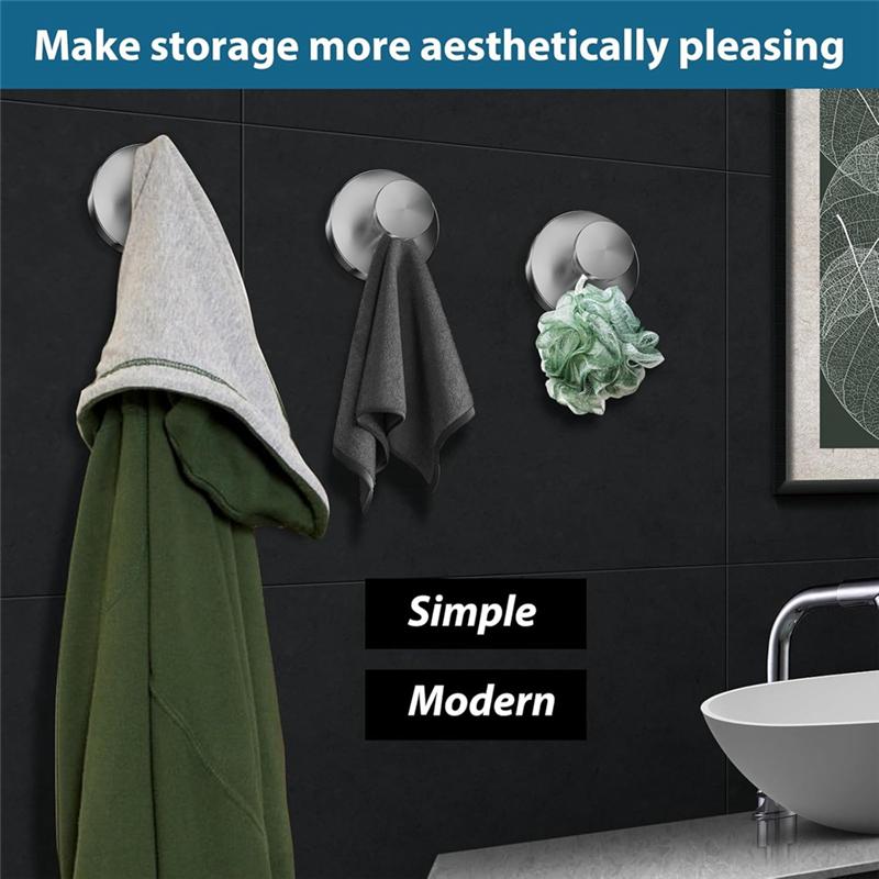 A96K-2PCS Suction Cup Hooks For Shower, Wall Suction Cup Hooks No-Drill Hooks For Bathrooms Wall, Glass Door, Mirror