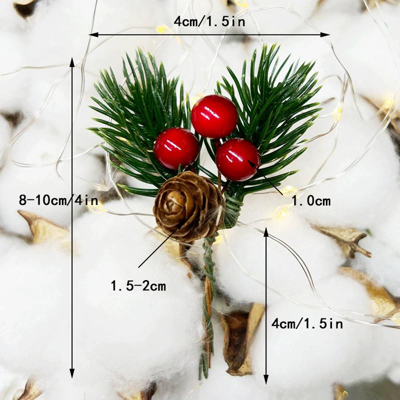 Christmas Artificial Flowers Simulated Fake Plants Red Berry Pine Branch Xmas New Year Gift Wedding Party Desktop Decor