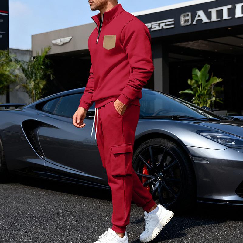 Fashionable  Autumn and Winter New Men's Loose Velvet Workwear Commuter Sweatshirt and Sweatpants Suit
