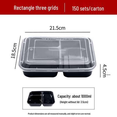 HANDUNYOU 1000ml Disposable Plastic Meal Boxes with Lids