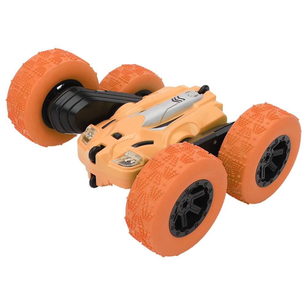 Remote Control Mini Plastic Light Double Sided Electric 360 Degrees Rotation Car Children Toy (Orange)