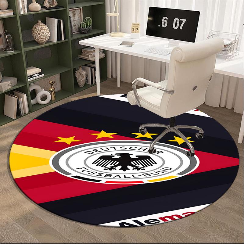1PC round rug German Football Emblem Printed Round Area Rug ,Rug For Home Office, Round Chair Rug, Decorative Carpet Fan gifts Christmas gift
