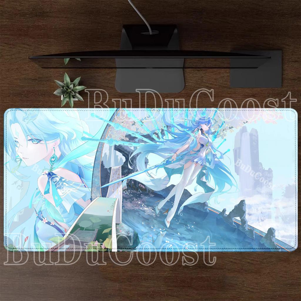 HD Printing Qingxiao Wuthering Waves WuWa Mousepad PC Gaming Keyboard Large Non-slip Base Rubber Desk Mat Anime Sexy Girl Carpet