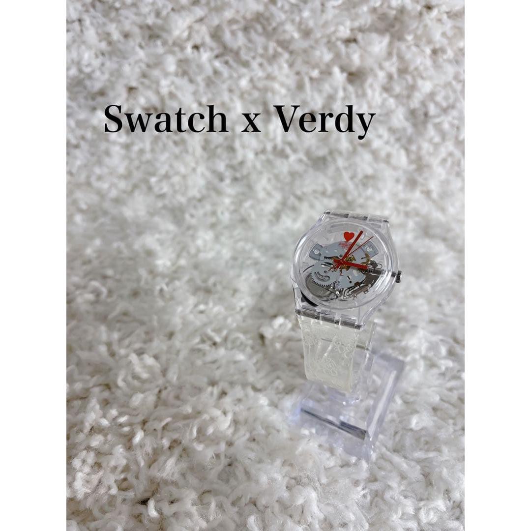 Used Swatch  VERDY collaboration watch clear wristwatch skeleton [working item]