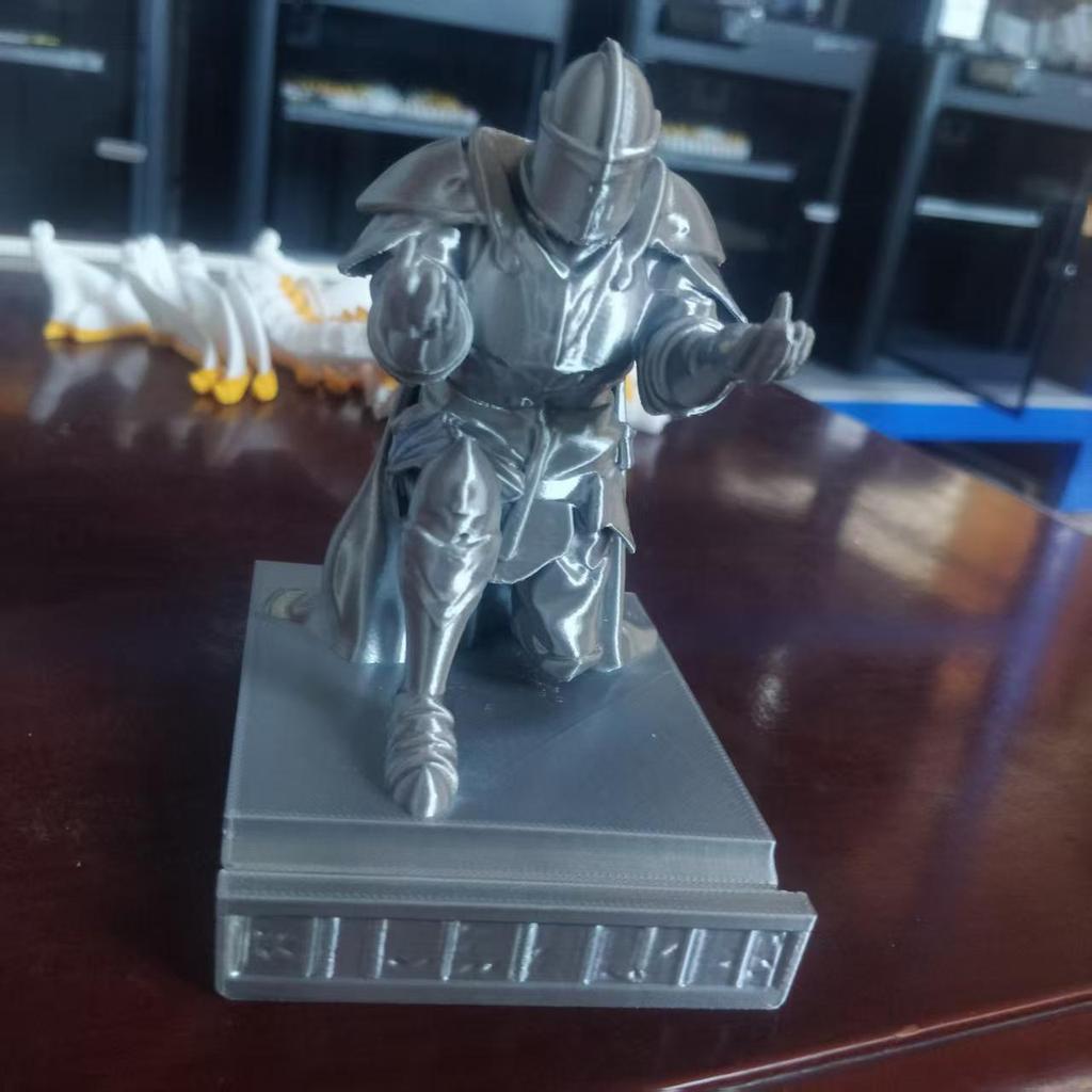 3D Printed Executive Knight Pen Holder - Hero Knight In Armor Kneeling Pose for Office Supplies