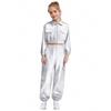 Unisex Kids Metallic Jacket Turn Down Collar Long Sleeve Outwear with Shiny Pants Dance Set