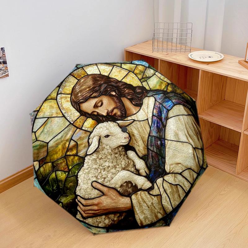 1Pc Jesus Automatic Umbrella - Suitable Travel Outdoor Portable Umbrella Birthday Gift Daily Essentials