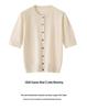 Spring/Summer Women's Silk-Like Round Neck 5-Point Sleeve Cardigan